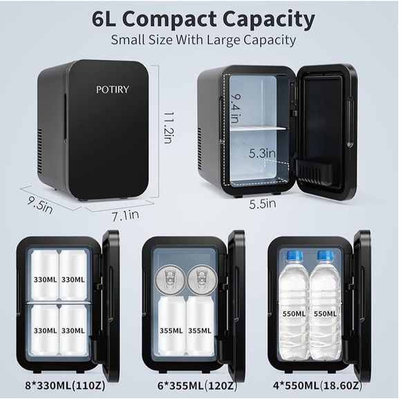 Potiry Portable Mini Fridge Warming or Cooling - Picture 2 of 14